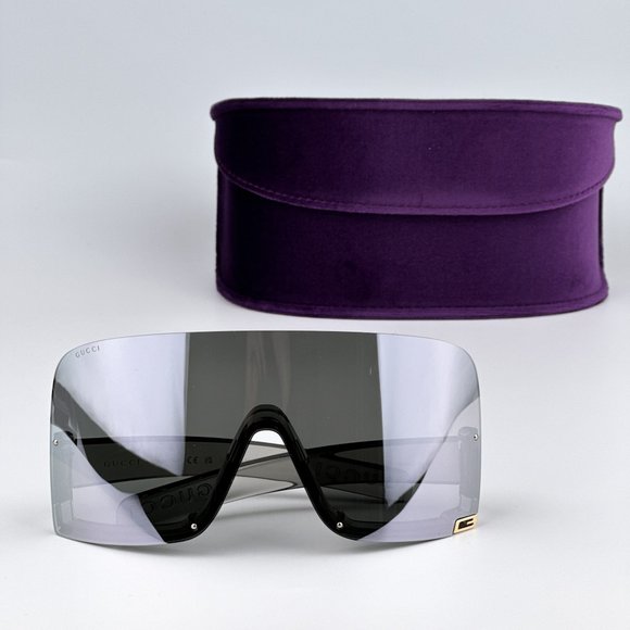 NEW Gucci GG1631S 013 Transparent Grey Multilayer Silver Shield Unisex Sunglasse - Picture 2 of 11